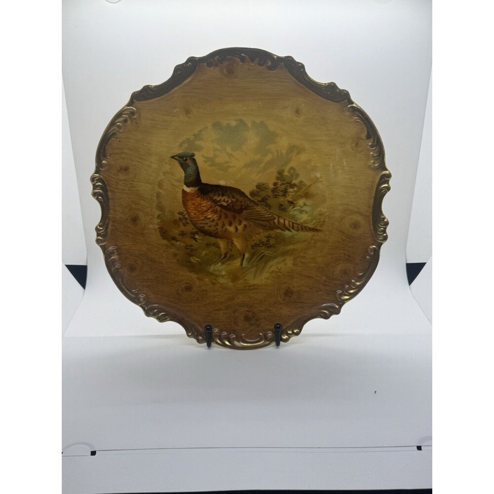 Royal Munich Bavaria Scalloped Edge Gold Trim Vintage Pheasant Antique Plate MCM